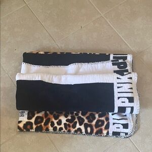 PINK Victoria's Secret Leopard Print Blanket - Black, White, Brown